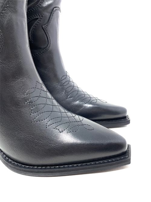 Texano donna ricamato IL LACCIO | 24FW1000LEATHERNERO/NERO